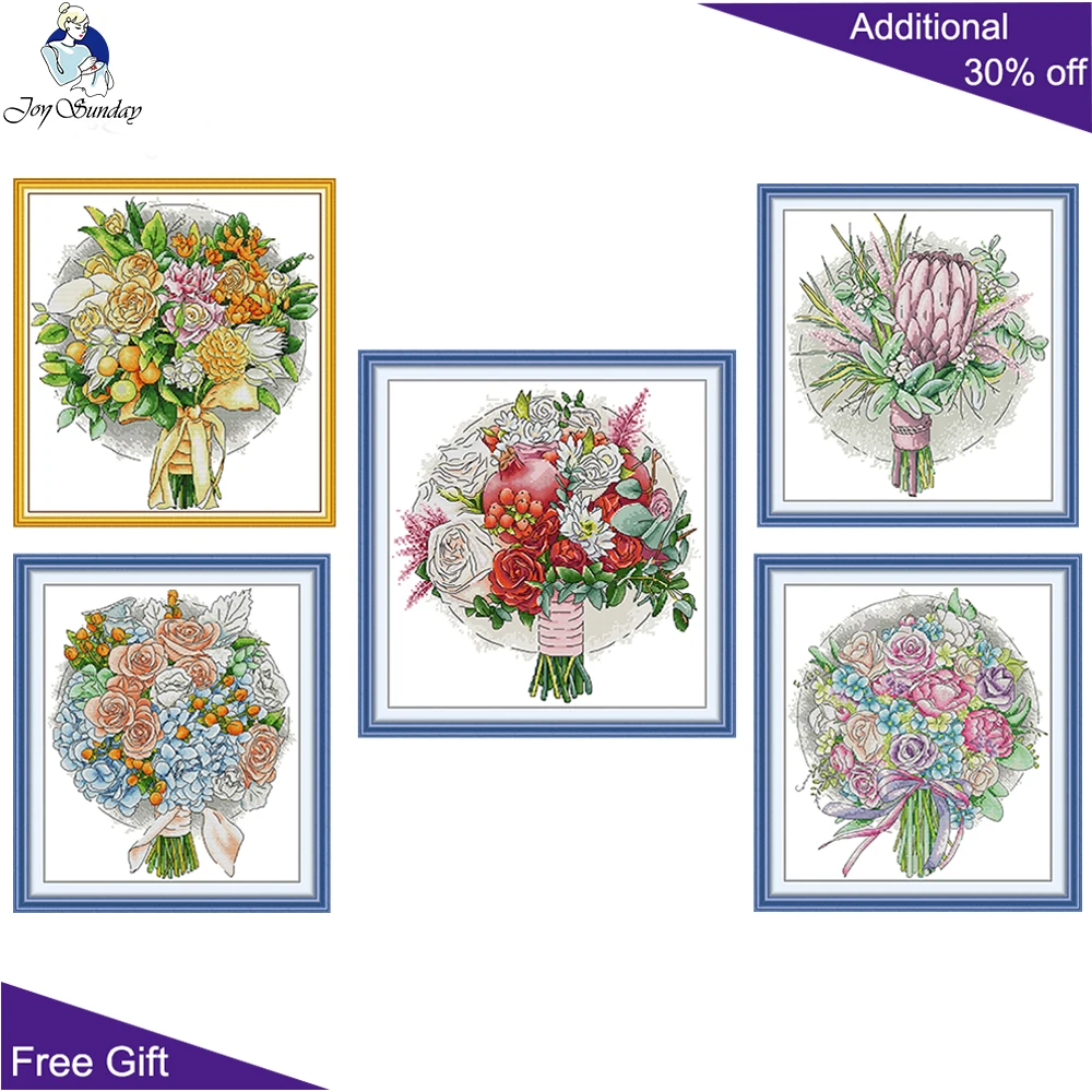 Joy Sunday Autunno Orange Rose Purple Rose Bouquet Melograno Fiore Punto Croce Ha073 Ha094 Ha095 Ha096 Ha097 Punto Croce