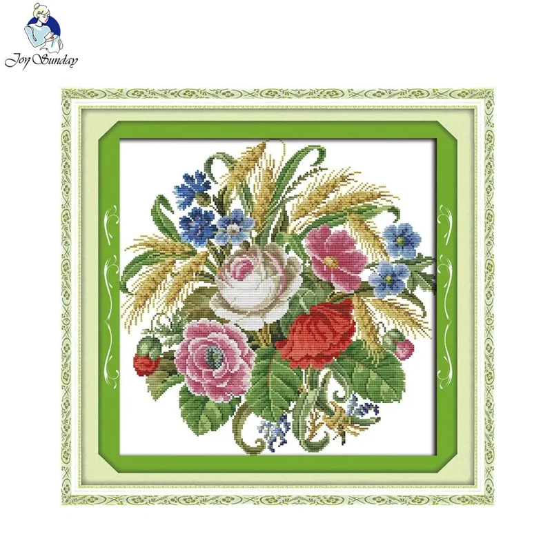 Un Bouquet Di Rose Modello Kit Punto Croce Joy Sunday Conted Printed Canvas Aida 16Ct 14Ct 11Ct Ricamo Set Artigianato A Mano