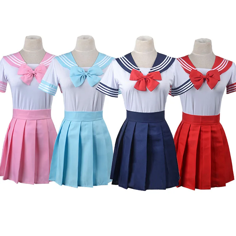 Anime Clothes Sailor Moon Cosplay Costumes Sailor Mars Jk Sailor Suit Shirt Tie Skirt Sets School Girl Uniform Adult Woman Dress Skirts Sailor Moon Co
