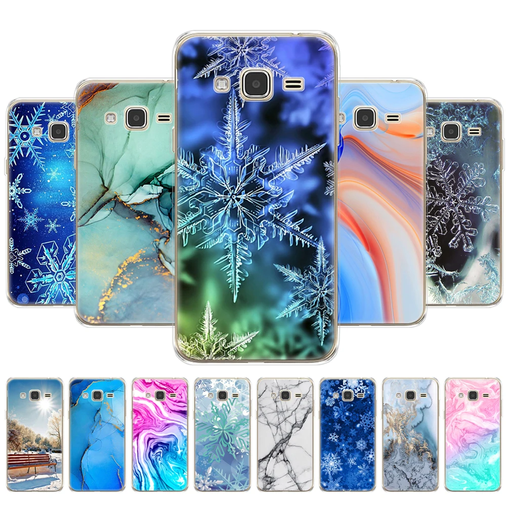 Per Samsung Galaxy Grand Prime G530 Custodia Per Samsung G530 G531 Per Samsung Grand Prime Marble Snow Flake Winter Christmas