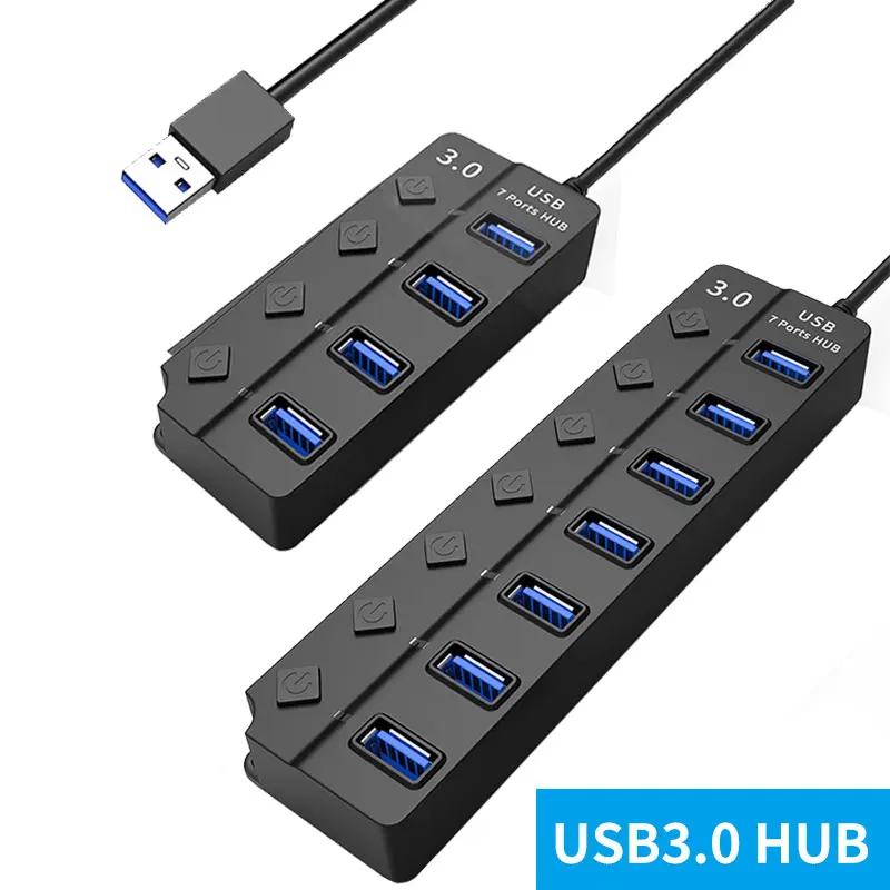 Hub Usb 3.0 Hub Usb 2.0 Hub Splitter Multi Usb Utilizzare Adattatore Di Alimentazione 4/7 Porte Hub Usb 3.0 Espansore Multiplo Con Interruttore Cavo D