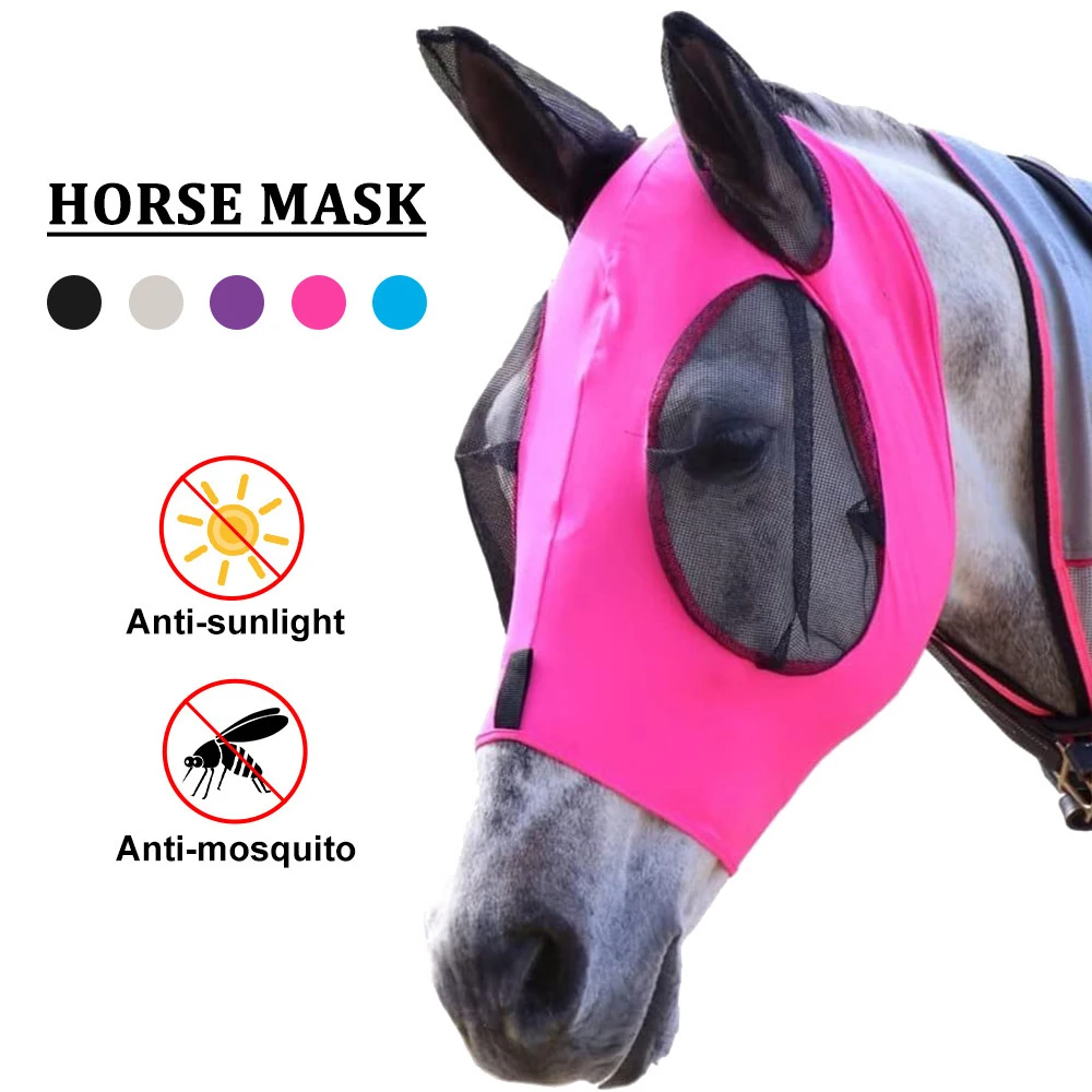 1Pc Fly Horse Mask Anti-Zanzara Mesh Traspirante Equitazione Professionale Safe Horse Wear Decorazione Forniture Equestri