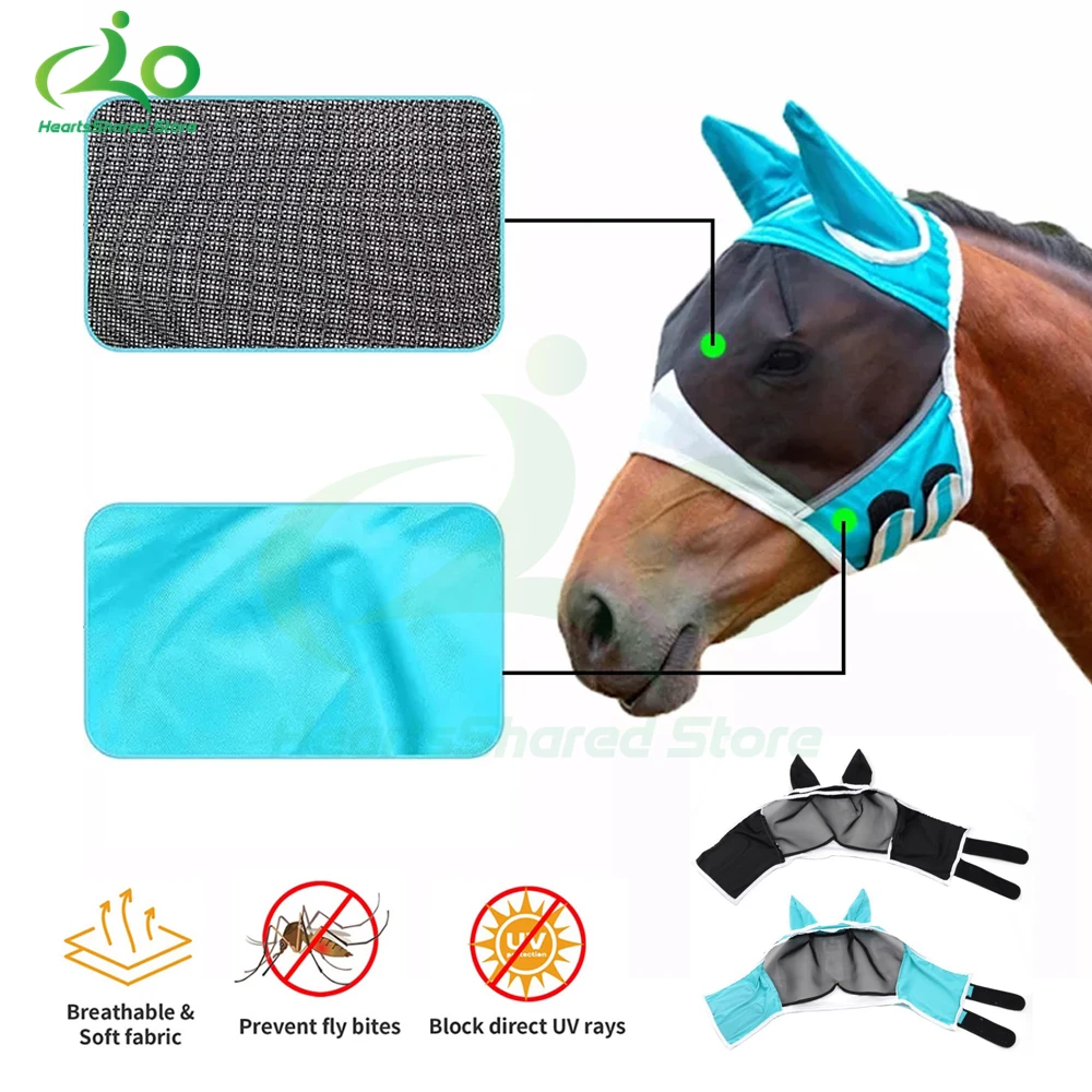 1Pc Fly Horse Mask Anti-Zanzara Mesh Traspirante Equitazione Professionale Safe Horse Wear Decorazione Forniture Equestri