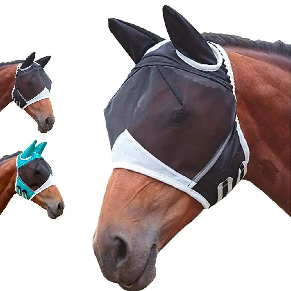 New Traspirante Fly Horse Mask Anti-Mosquito Mesh Horse Riding Professional Safe Horse Wear Decoration Forniture Per Animali Equestri