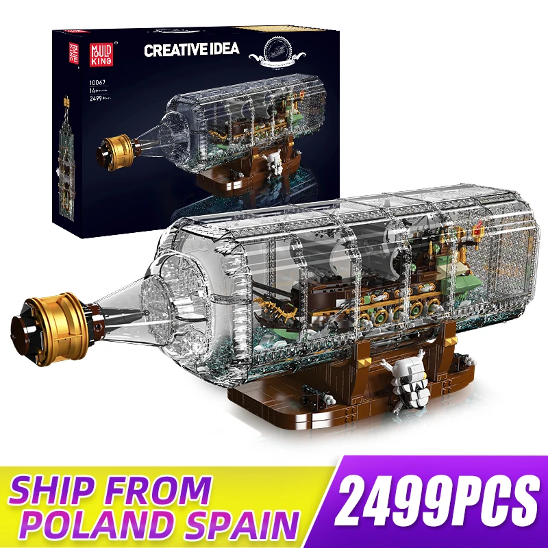 Mold King 10067 Creative Flying Dutchman Pirate Ship In Bottle Building Blocks Adulti Collection Toys Gift