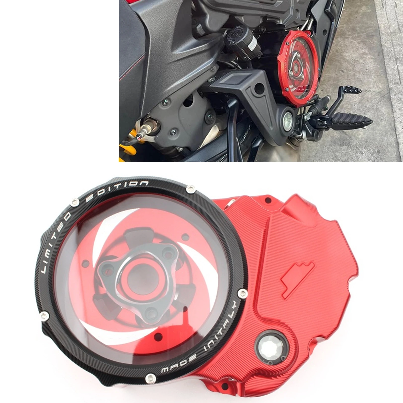 Per Ducati Xdiavel/S Diavel Multistrada 1260/S Enduro/Enduro Pro Coperchio Frizione Trasparente + Anello Di Fissaggio A Molla + Spingidisco Frizione