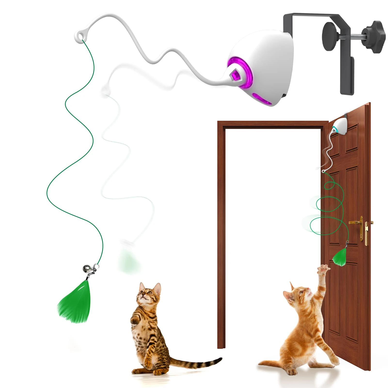 Electric Cat Toy Rope Automatic Teaser Cat String Toys Hanging Door Interactive Kitten Game Toy Casuali Swing Cat Catching Sticks