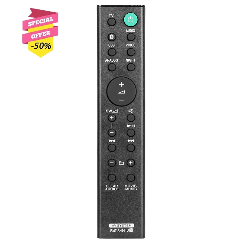 Rmt-Ah301U Telecomando Per Sistema Av Soundbar Sony Ht-Mt300 Ht-Mt301 Ht-Mt300/B Ht-Mt300/W Sa-Mt300 Sa-Mt301 Sa-Wmt300