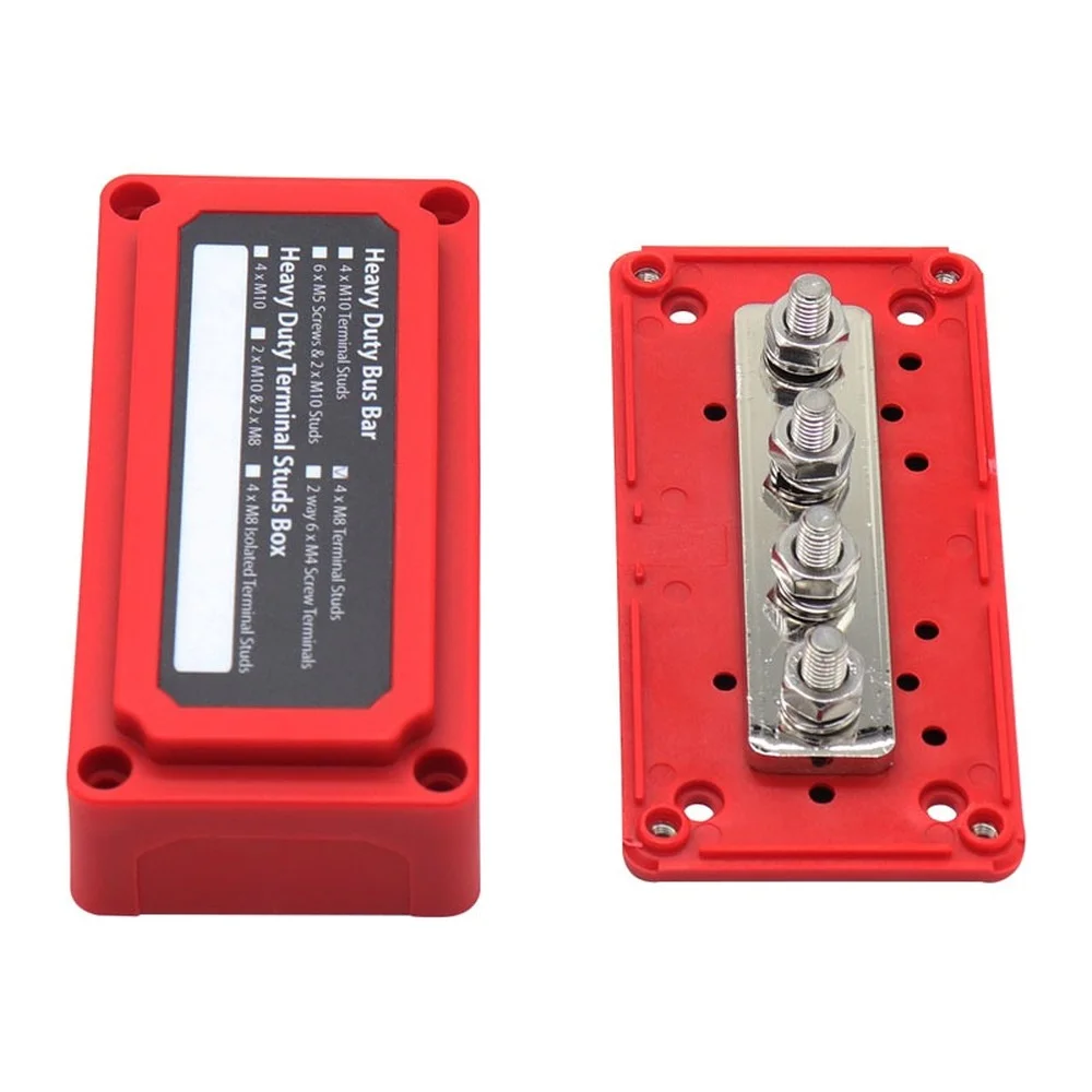 Bus Bar Box Power Distribution Block Heavy-Duty Modular Design Car Rv Cable Organizer Box Dc 48V 300A 4 Terminal Studs