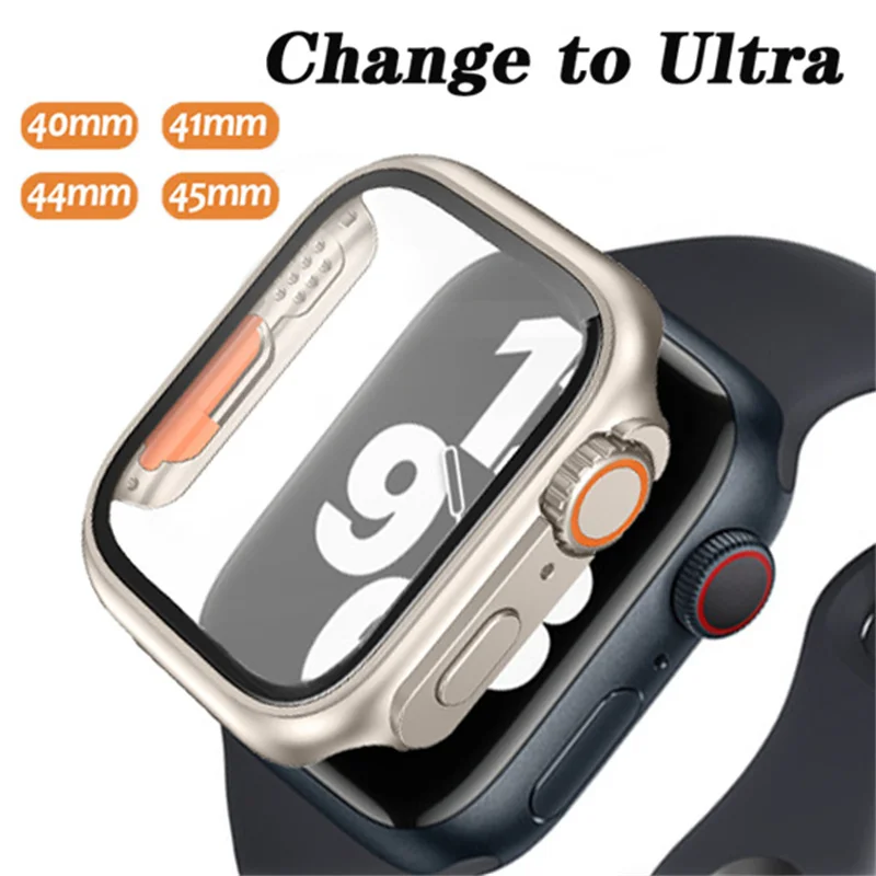 Upgrade Glass+Cover For Apple Watch Case 8 7 6 Se 5 Iwatch Accessorie Screen Protector Apple Watch Series 45Mm 41Mm 44Mm 40Mm