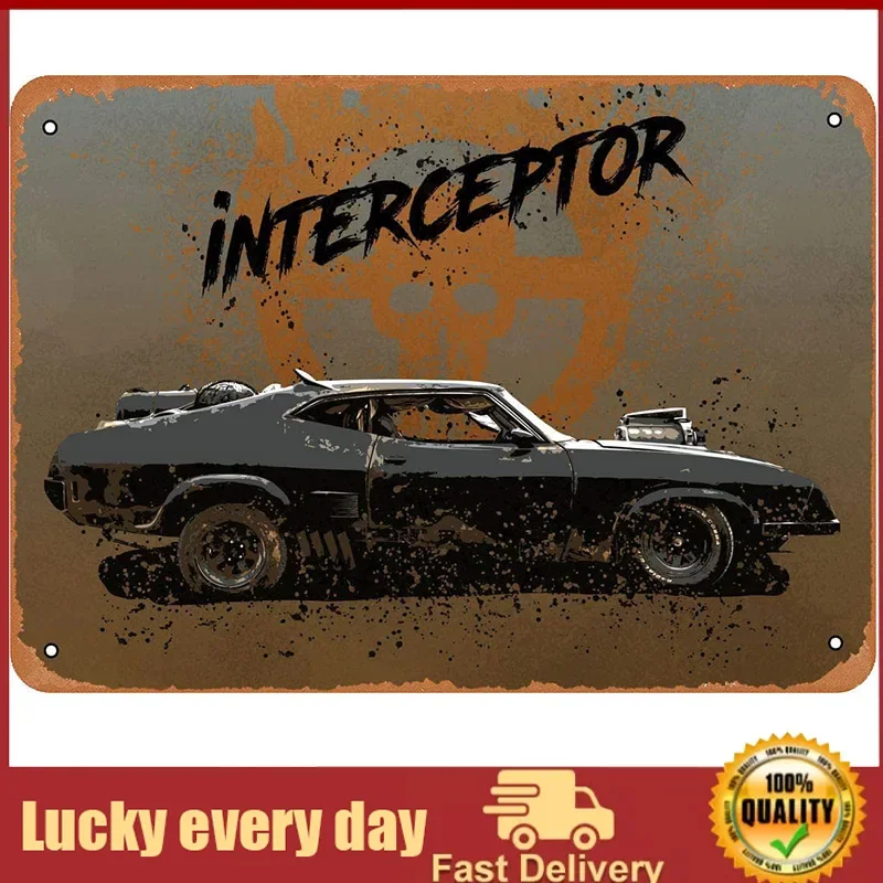Keviewly Vintage Look Metal Sign - Mad Max Fury Road Cars Interceptor Mad Max Room Decor Vintage Decor Wall Decor