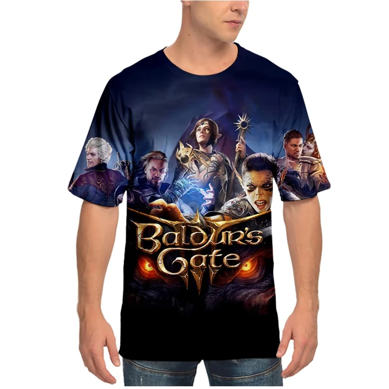 Baldurs Gate 3 Cosplay 3D Printed T-Shirt Unisex Alla Moda Manica Corta Lavato Graphic Tee Cheap Streetwear Top Abbigliamento Per Bambini