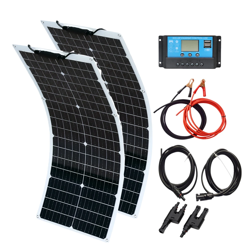 12V 24V Solar Panel Kit Pannello Solare Ad Alta Efficienza 50 W 100W 18V (2 X50 Watt) Pannelli Fotovoltaici Monocristallini Flessibili Generazione Di 
