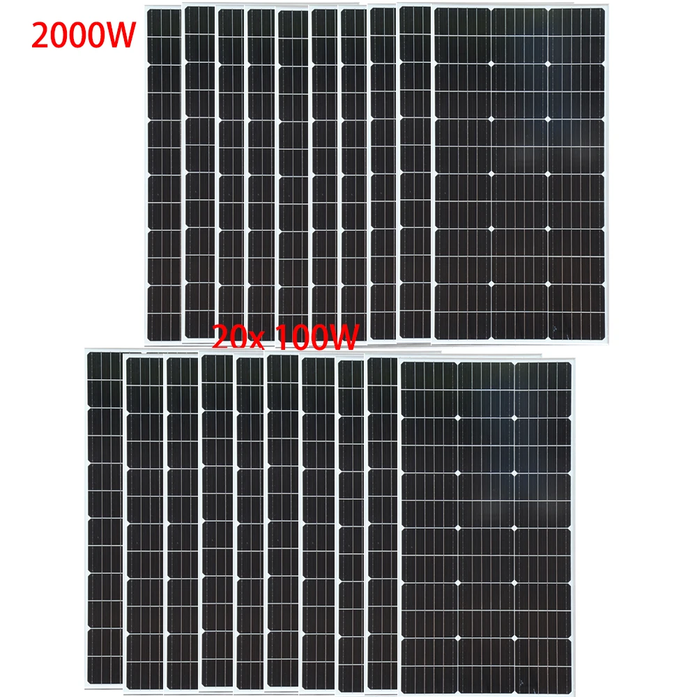 Boguang Solar Panel 2000W Pannello Solare Rigido Costo 2000W 20X100W Pannelli Solari In Vetro Paneles Solares Rv Camper Accessori Batteria Alimentazio