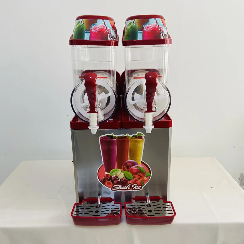 110V/220V Double Tank Smoothie Slush Machine Ice Cream Machine 300W Snow Melting Machine Commercial Smoothie Granita Machine