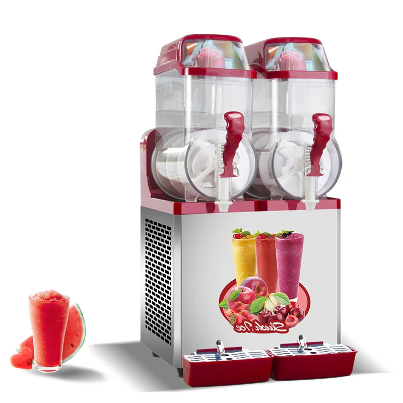 110V/220V Double Tank Smoothie Slush Machine Ice Cream Machine 300W Snow Melting Machine Commercial Smoothie Granita Machine
