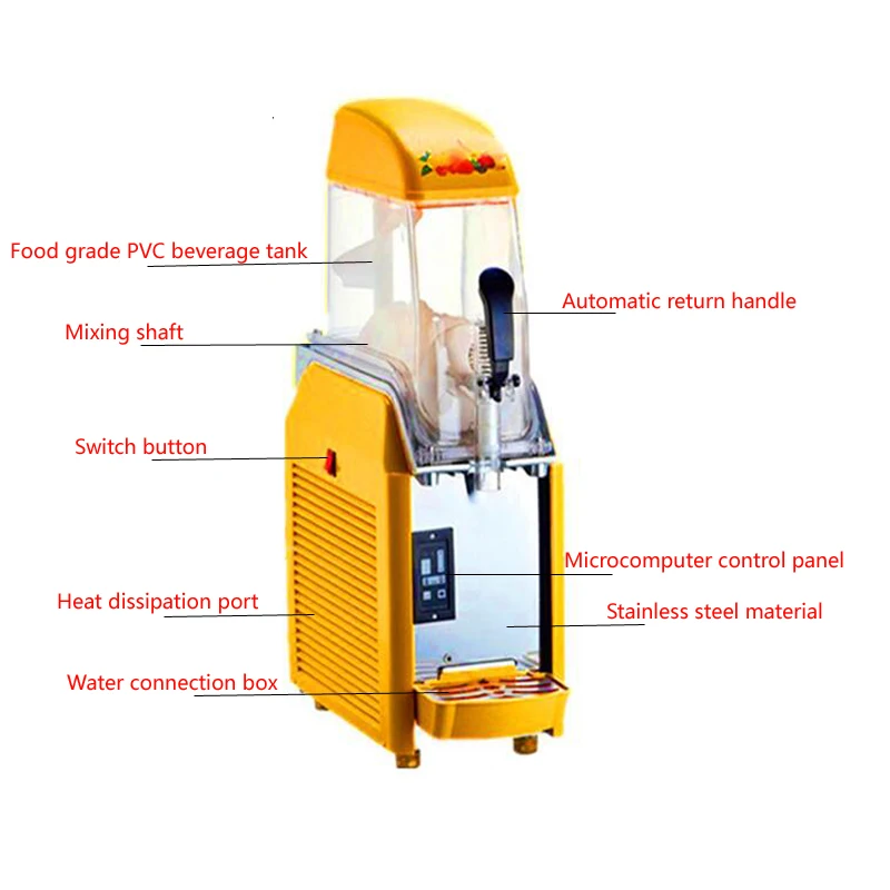 110V/220V Single Tank Smoothie Slush Machine Ice Cream Machine 300W Snow Melting Machine Commercial Smoothie Granita Machine