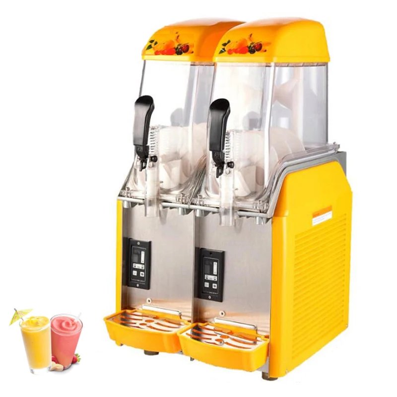12L Slush Machine Single Cylinder Ice Slusher 550W Snow Melting Machine Smoothies Granita Machine Yellow