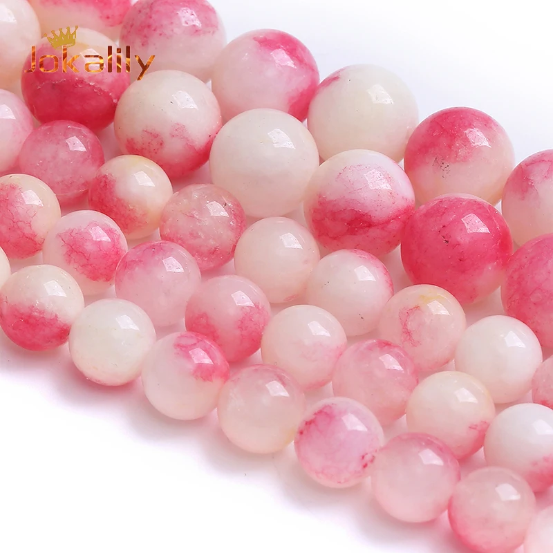 Sakura Tourmaline Jades Beads Natural Stone Chalcedony Round Loose Beads For Jewelry Making Diy Bracelets Necklaces 6 8 10Mm 15"