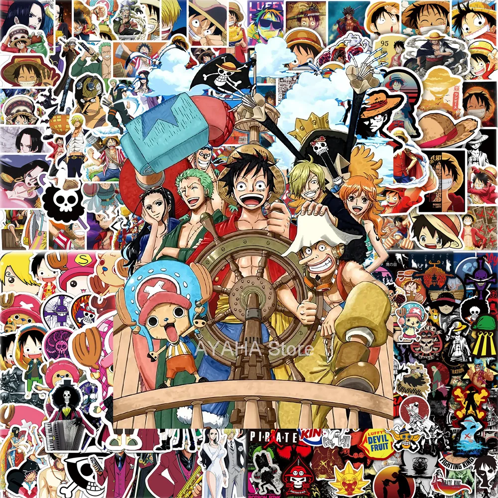 48/50/100Pcs Anime One Piece Stickers Decalcomanie Graffiti Skateboard Laptop Phone Car Rufy Chopper Cool Cartoon Sticker For Kids