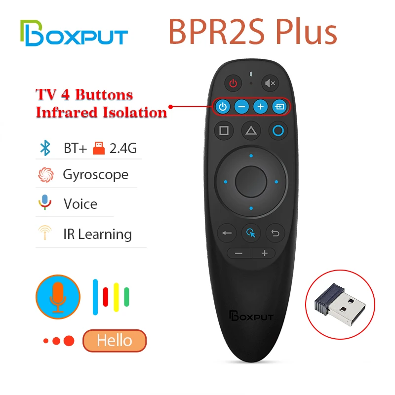 2 In 1 Voice Air Mouse Remote Bpr2S Plus Dual Mode Ble 2.4G Telecomando Wireless Ir Learning Smart Remote Per Tv Box