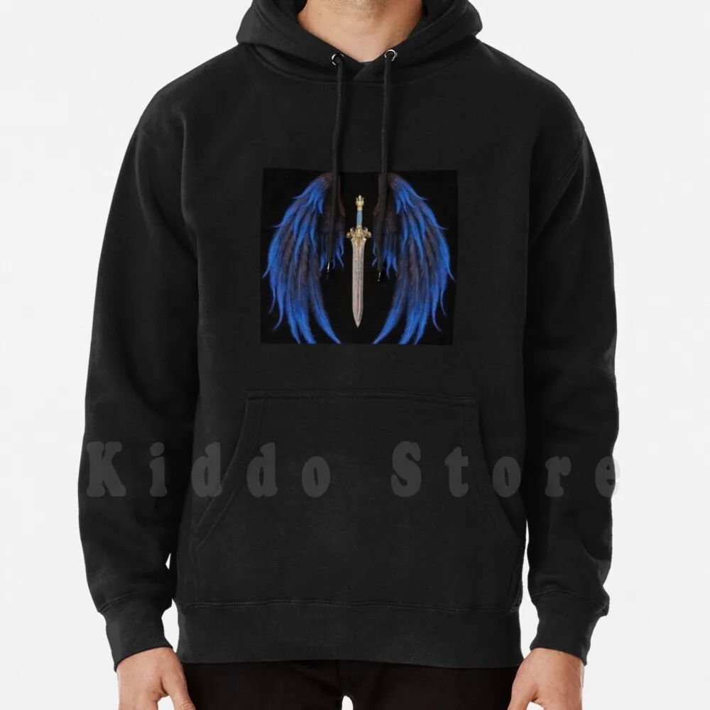 Spada Con Felpa Con Cappuccio Spada Manica Lunga Katana Blu Angelo Nero Diavolo Lucifero Hell Claymore Of An Angel King