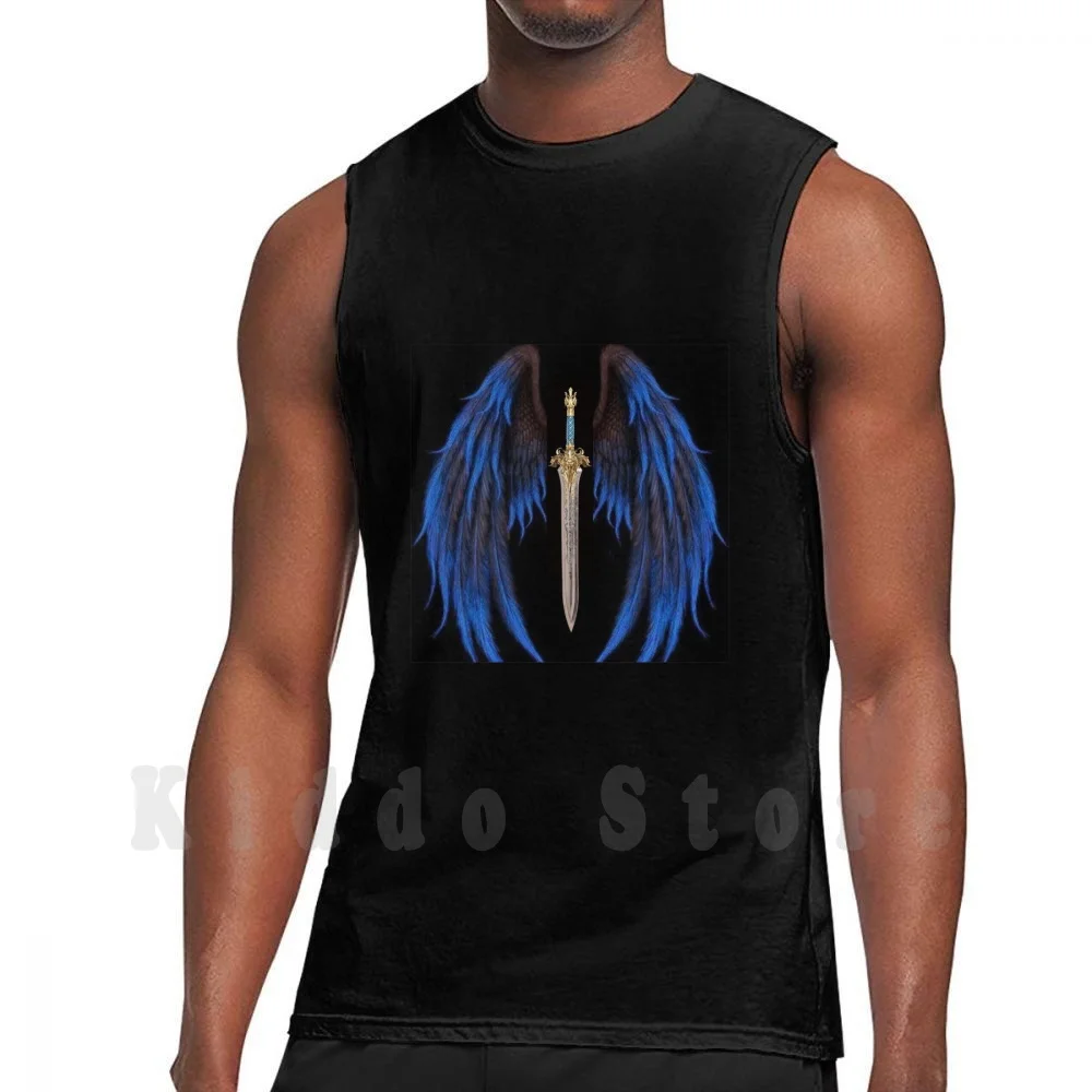 Spada Con Canotte Gilet Senza Maniche Spada Katana Blu Nero Angelo Diavolo Lucifero Hell Claymore Of An Angel King