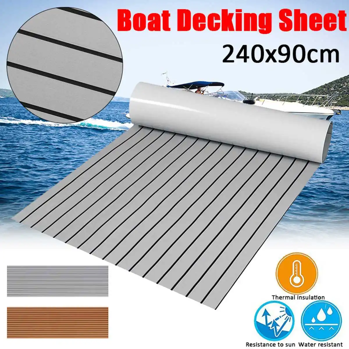 1200Mm X 900Mm X 5Mm Schiuma Autoadesiva Yacht Sintetico Teak Deck Faux Teak Boat Deck Mat Decking Boat Eva Foam Tappetino Per Barca