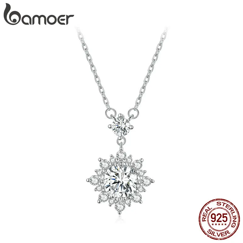 Bamoer Moissanite Halo Collana Per Donna, Collana A Catena In Argento Sterling 925 Con Diamante Coltivato In Laboratorio Da 1 Carato