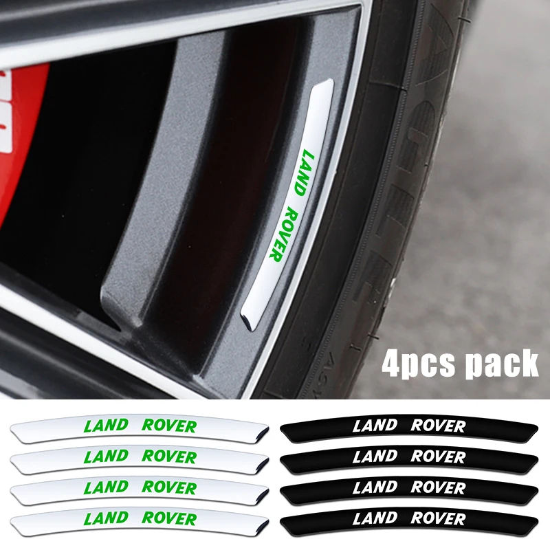 4Pcs Car Wheel Sopracciglio Adesivo Cerchi Auto Hub Sticker Trim Sticker Per Land Rover Discovery Range Rover Evoque Velar Defender Ecc