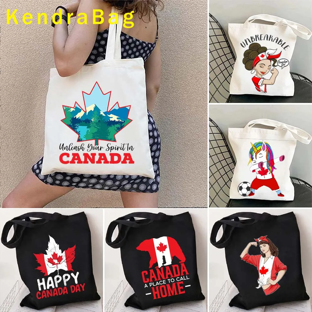 Simboli Nazionali Arms Of Canada Country Map Flag Eagle Bear Wild Maple Leaf Canadian Girl Ottawa Patriotic Gift Tote Bag Handbag
