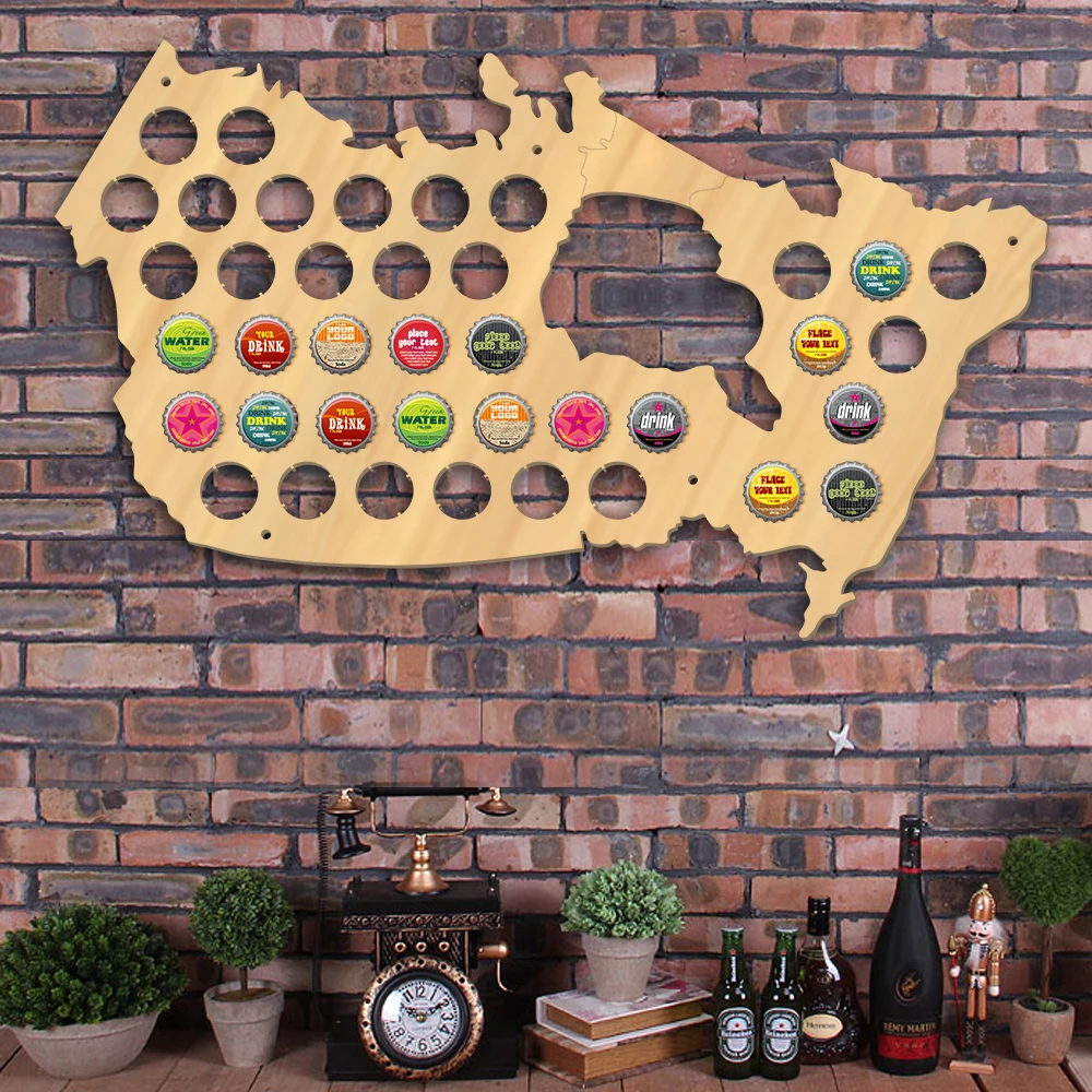 Canada Beer Cap Map Display Holder Patriotic Canada Map Pub Bar Wall Mounted Sign Tappo Di Bottiglia Di Birra Man Cave Beer Lover Gift