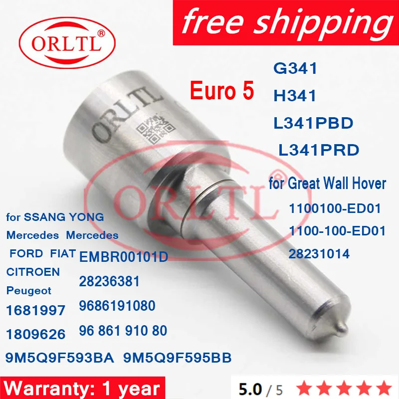 Ugello Diesel Euro 5 G341 H341 Per Ford 16819971809626 9M5Q9F593Ba Embr00101D 28236381 Per Ssang Yong Mercede Ford