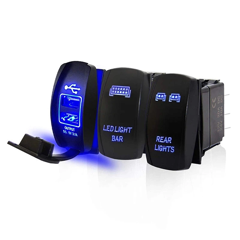 Rocker Switch Rear Lights Led Light Bar 2Usb Power Charger Switch For Atv Can-Am Maverick X3 Polaris Ranger Rzr Boat Suv