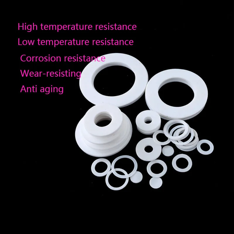 Tetrafluoro Gasket O Ring  Seal Gasket  Th2/3Mm Od12~375Mm Silicone Rubber Insulated Waterproof Washer Round Shape White Nontoxi