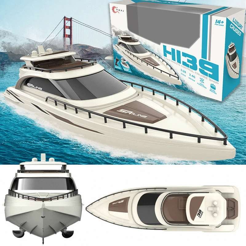 Tkkj 2.4G Rc Boat Mini Remote Control Boat 1/28 Scale Dual Motor 15 Km/H Fast Speed Electric Water Rc Motoscafo Boy Toy Gift