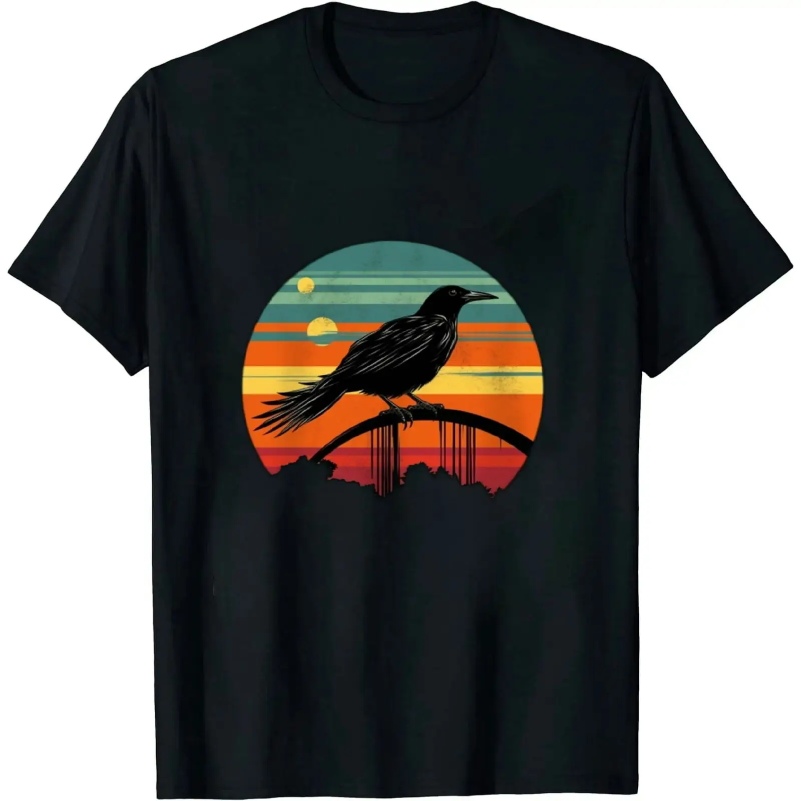 Raven Crow Shirt Stile Retrò Animal Bird Lover Bird Watcher T-Shirt Maniche Lunghe O Corte