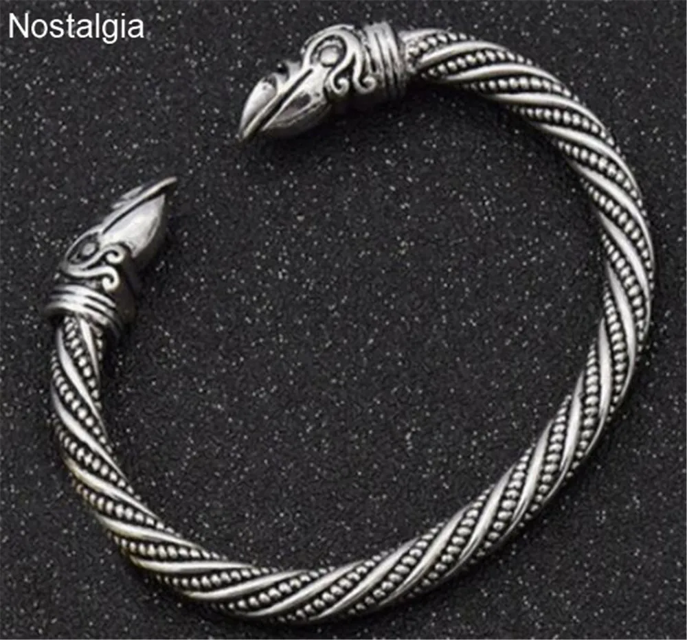 Nostalgia Vikingos Odin Raven Heads Pulseira Viking Jewelry Mens Hand Cuffs Open Nail Bracciale Vikingo Bangle Jwelry Per Le Donne