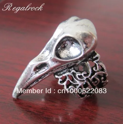 Gothic Crow Raven Bird Skull Ring Nest Oddities Punk Odness Goth Jewelry