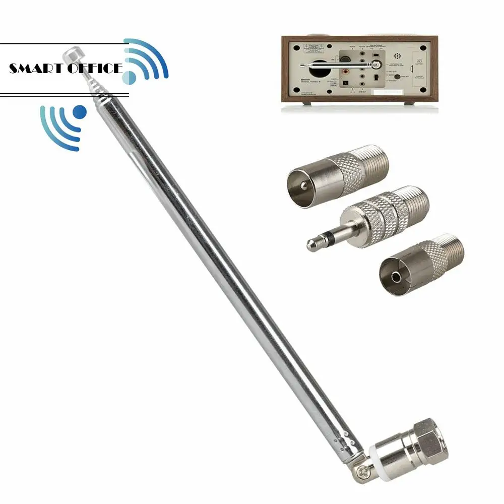 Antenna Telescopica Tipo F 75 Ohm Con Adattatore Tv / 3.5 Wave Radio Fm