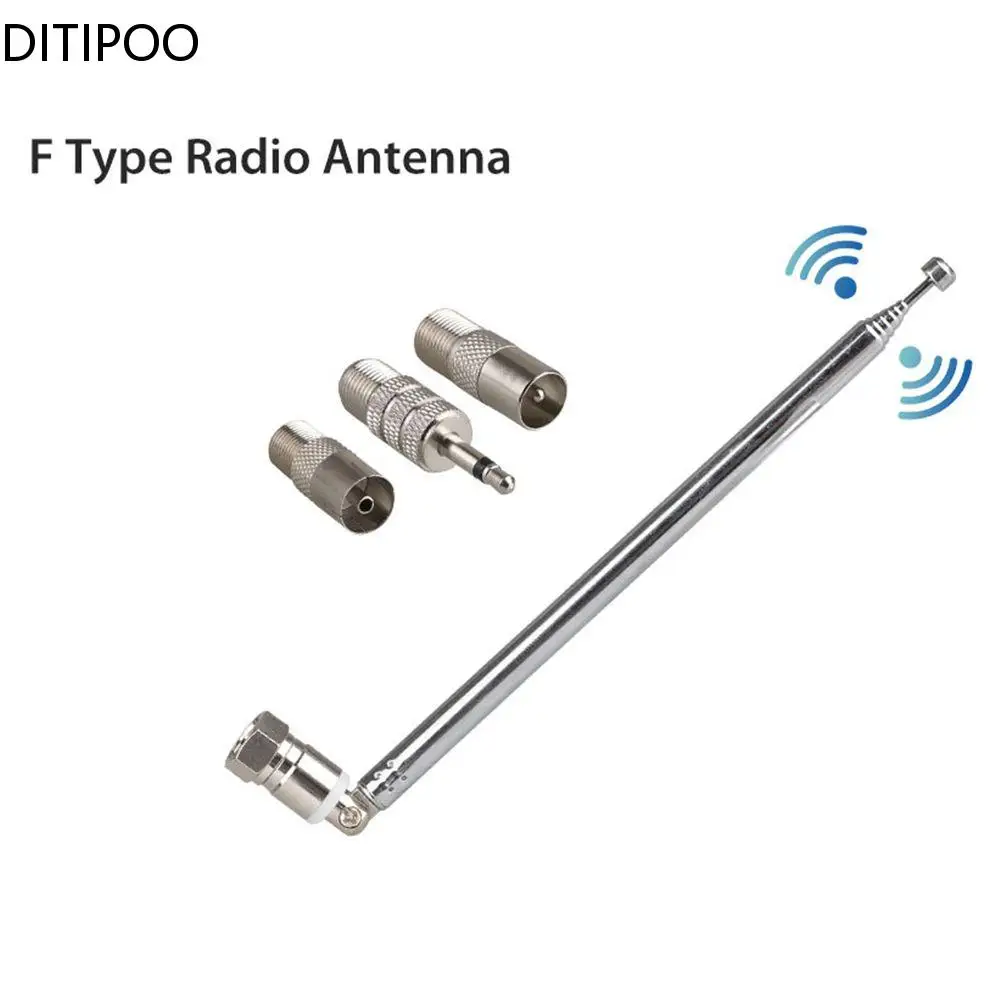 Antenna Aerea Telescopica Tipo F 75 Ohm Con Adattatore Tv / 3.5 Wave Radio Fm