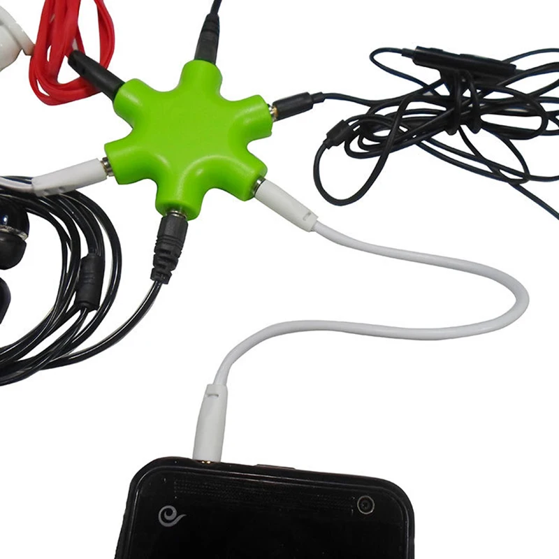 6 Porte Cuffie Aux Splitter 6 In 1 Accessori Intelligenti Audio Aux Cable Splitter 3.5Mm 1 Maschio A 5 Femmina Jack Share Adapter
