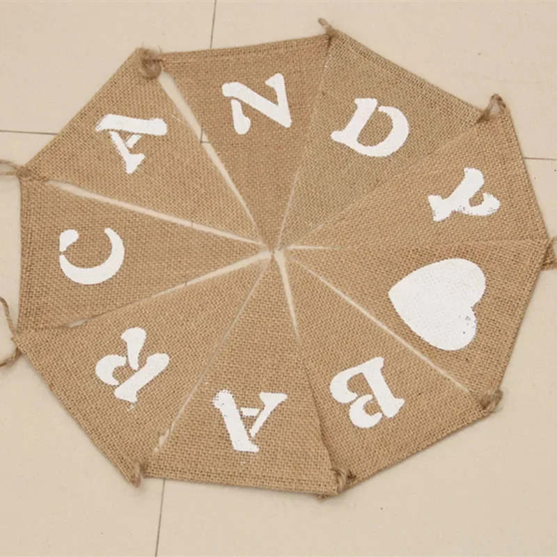 Pre-Strung Iuta Rustica Juta Bunting Bunting Banner Bandiere Mr Mrs Appena Sposato Miss To Mrs Candy Bar Baby Shower Welcome God 4