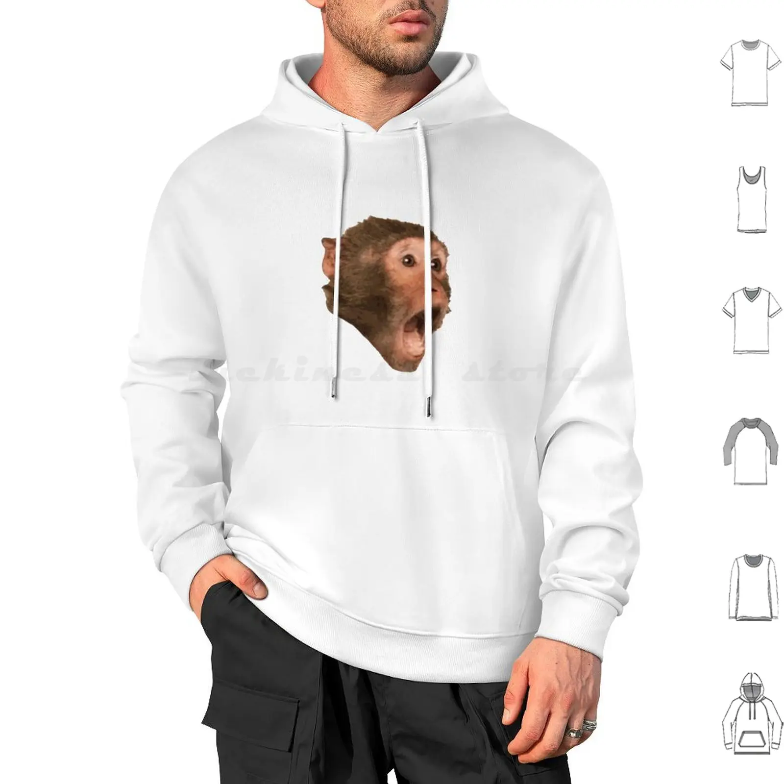 Monkey Pog Felpa Con Cappuccio In Cotone Manica Lunga Monkey Pog Ape Meme Monky Funny Animal Chimp Cool Fun Twitch Emote Jerma Trendy