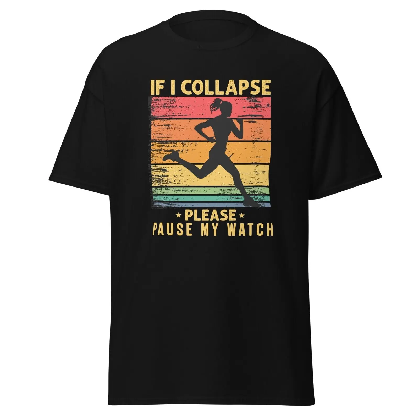 T-Shirt Runner Divertente Se Collassi Pausa My Watch Run Marathon Runner Gift Tee Maniche Lunghe O Corte