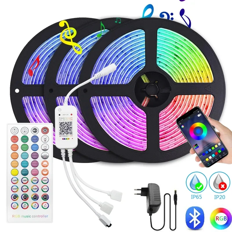 12 Volt Led Strip Lights Lampada Wifi Bluetooth Led Wall Room Light 2835 5050 Led Ribbon Luces Led Rgb Diodo Tape 20 Metri Band