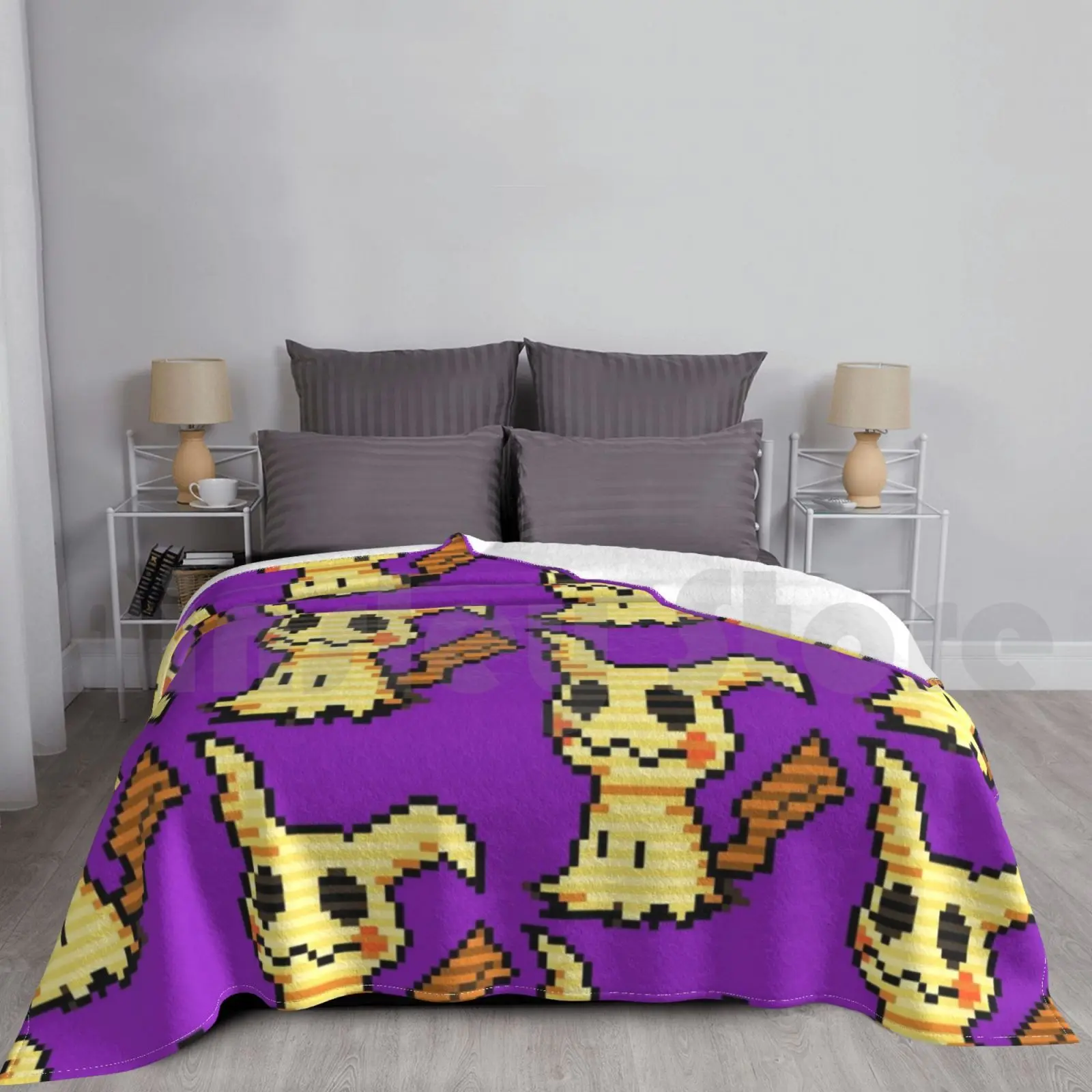 Coperta Mimikyu A Righe Per Divano Letto Da Viaggio Mimikyu Pixel Art Yellow