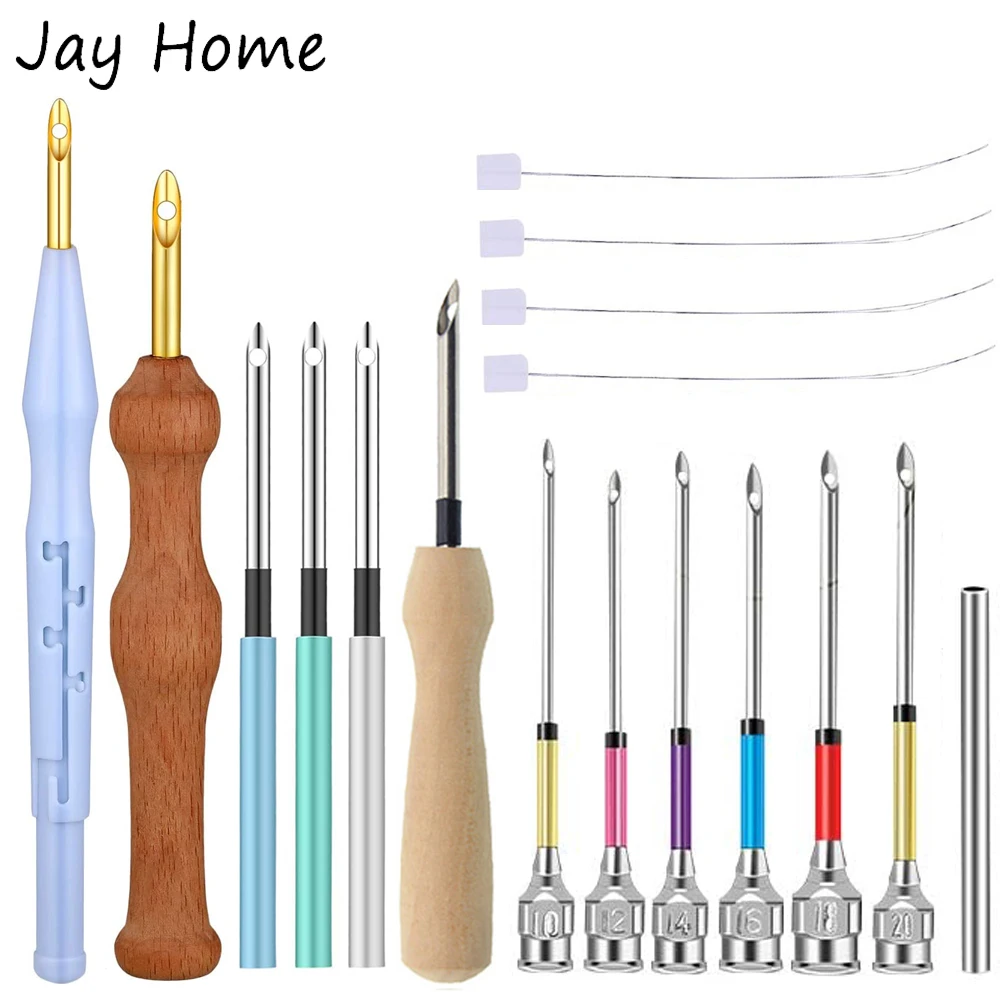 Punch Needle Kit Di Forniture Per Principianti 6Pcs Punch Needle Tool Con Tappeto Regolabile Filato Punch Needle Per Kit Di Strumenti A Punto Croce
