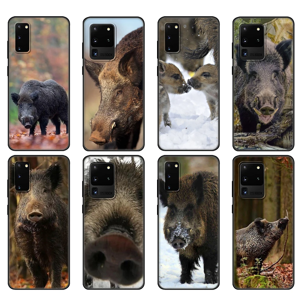 Custodia In Tpu Nero Per Samsung Galaxy S20 /S20 Plus/S20 Ultra/S20 + /S20Fe Cover Posteriore Cinghiale