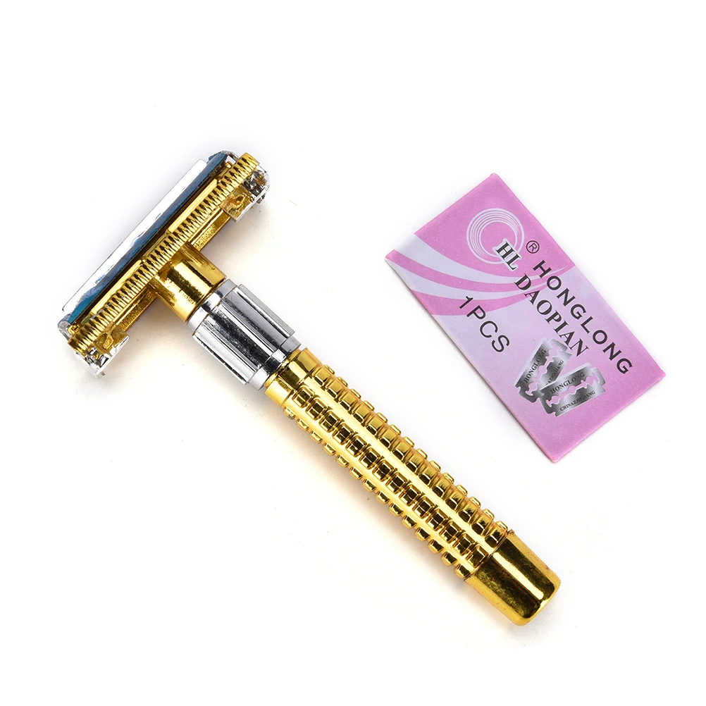 Rasoio Per Barba Manuale Color Argento Rasoio Per Capelli Con Lama A Doppio Bordo Con Scatola Strumento Per Rasoio Da Barbiere Da Uomo